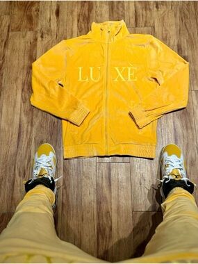 Designer Streetwear, Zip-Up Track Jacket Jogger Pants Set, Velour Material